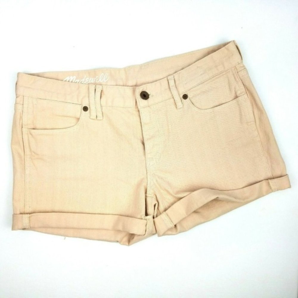 MADEWELL Ivory Denim Roll Shorts